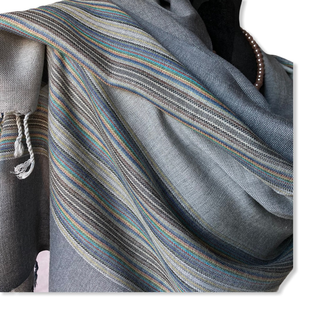 Striped Handwoven Scarf - Shades of Gray