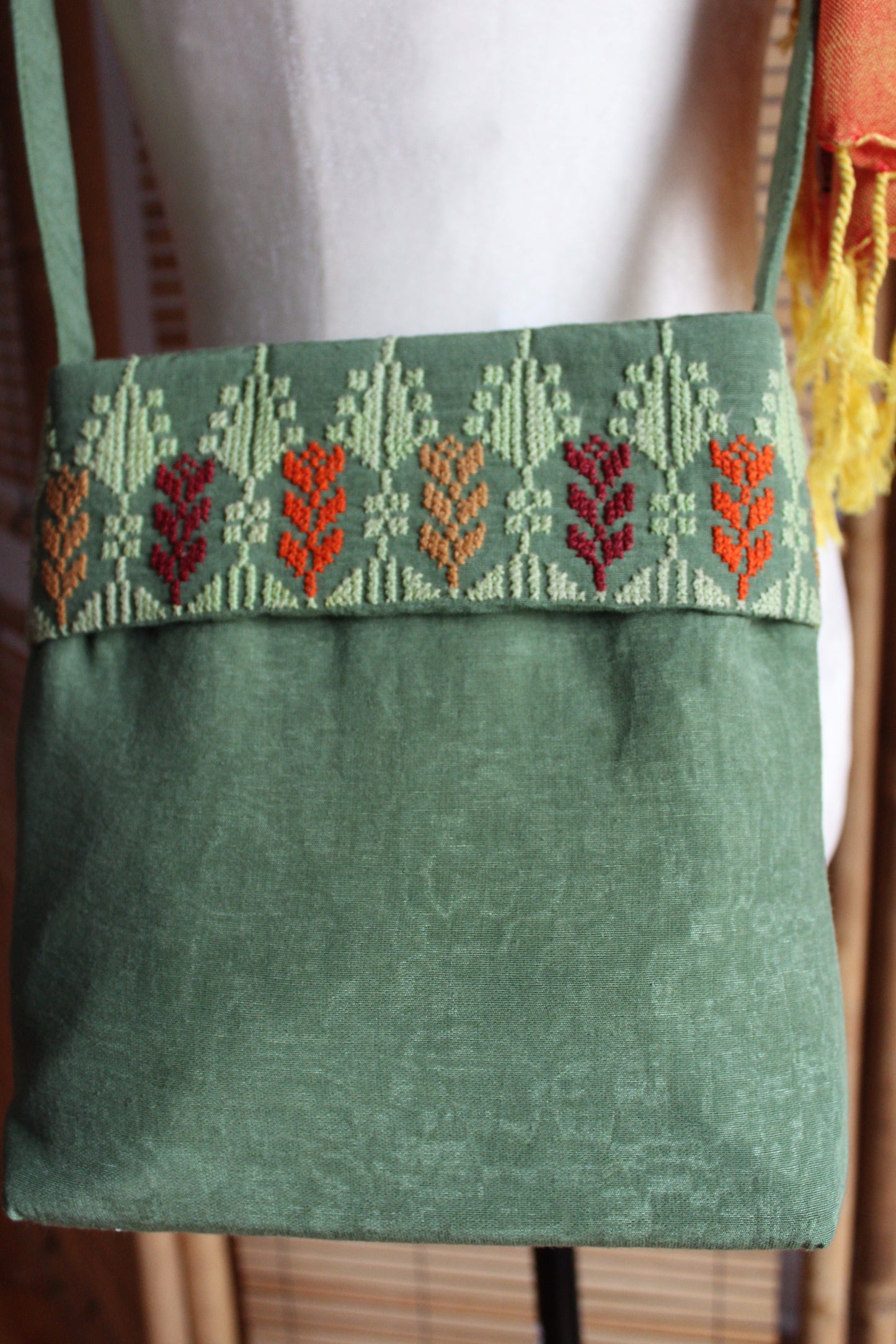Maha Handcrafted Moiré Arish Shoulder Bag - Green