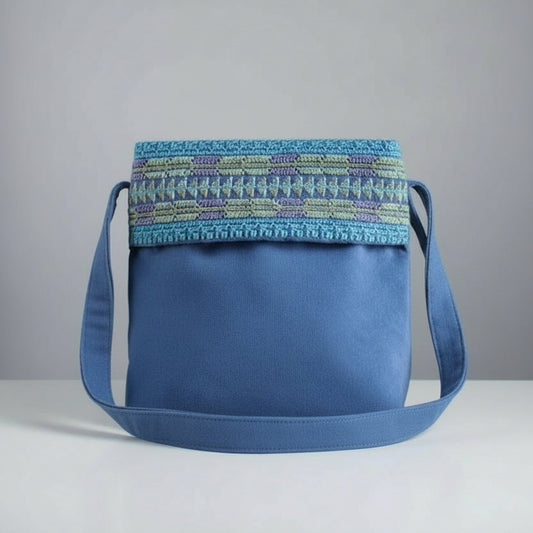 Maha Handcrafted Moiré Arish Shoulder Bag - Blue