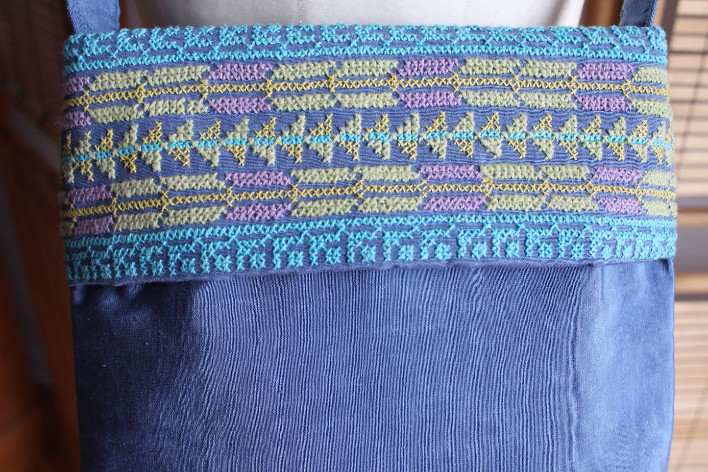 Maha Handcrafted Moiré Arish Shoulder Bag - Blue