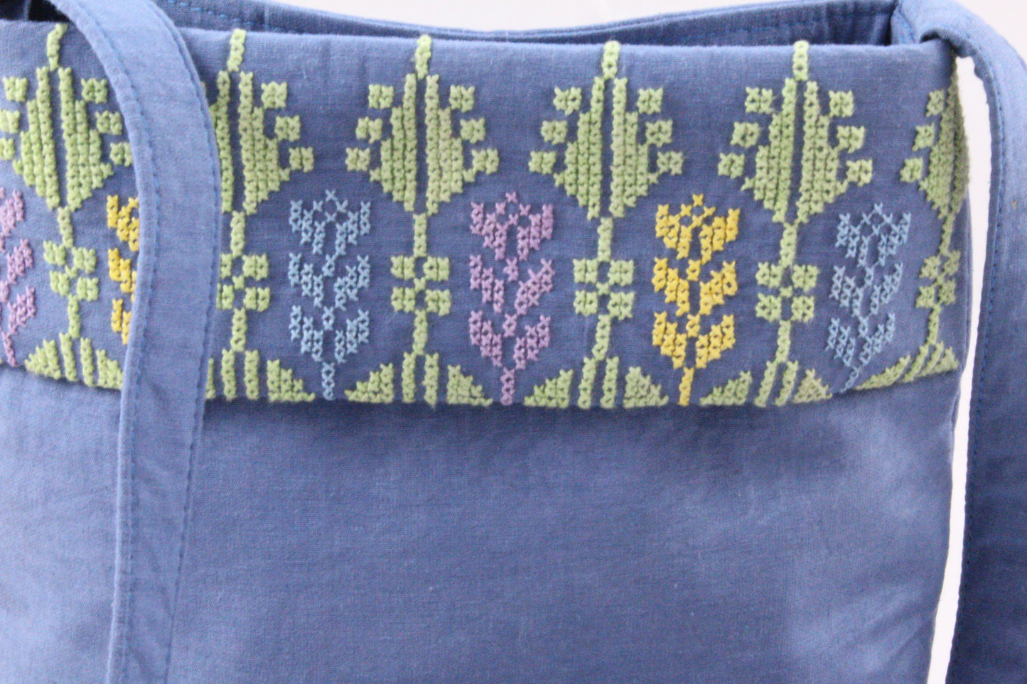 Maha Handcrafted Moiré Arish Shoulder Bag - Blue