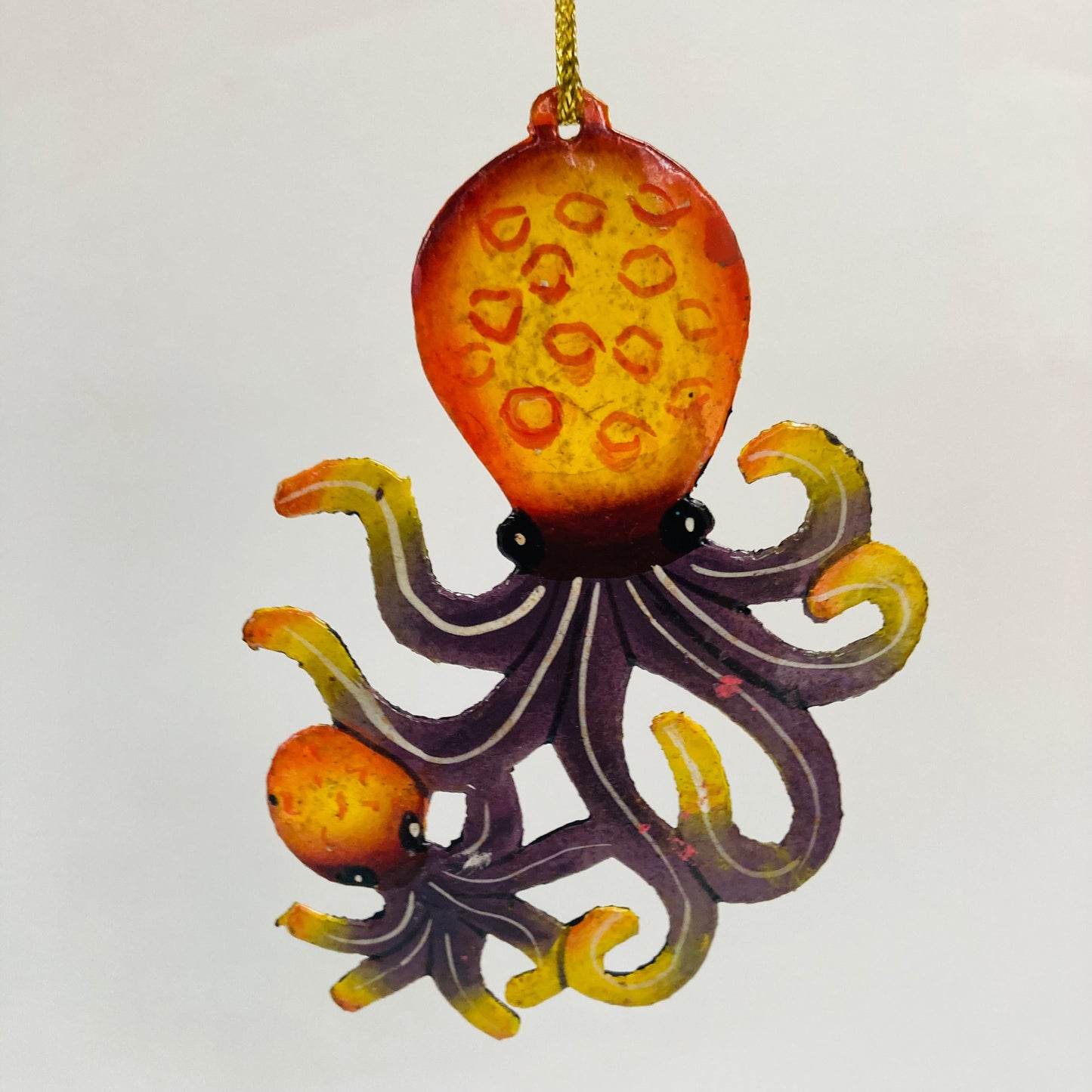 Metal Ornament - Octopus Yellow Hanging