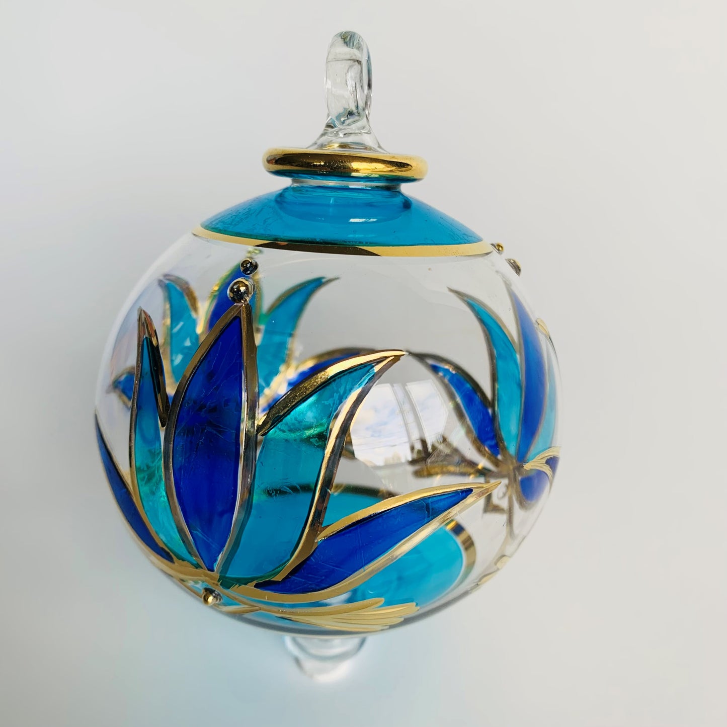 Blown Glass Ornament - Blue Lotus