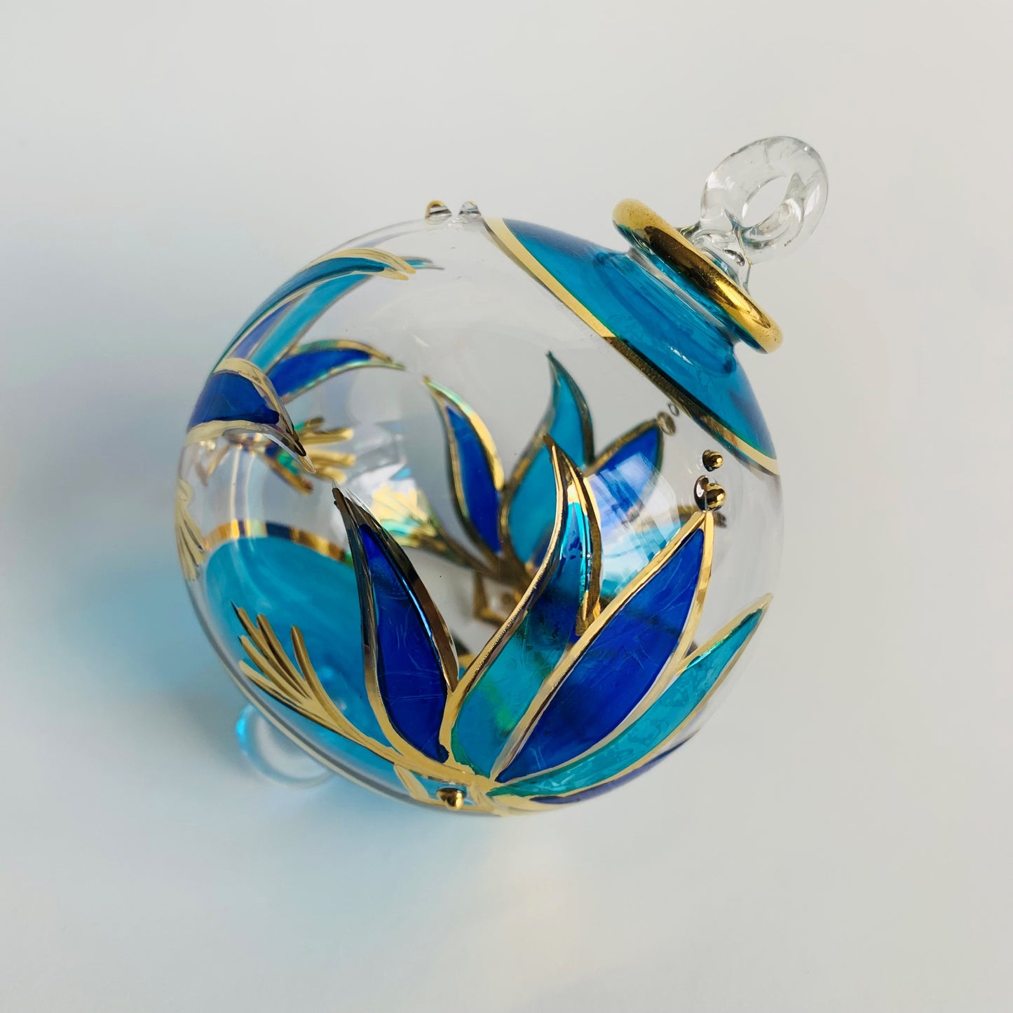 Blown Glass Ornament - Blue Lotus