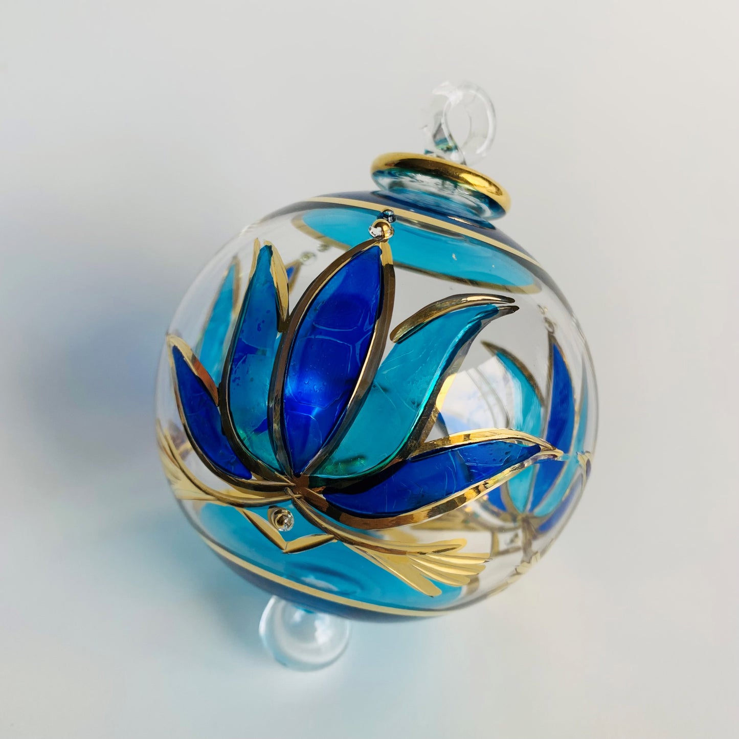 Blown Glass Ornament - Blue Lotus