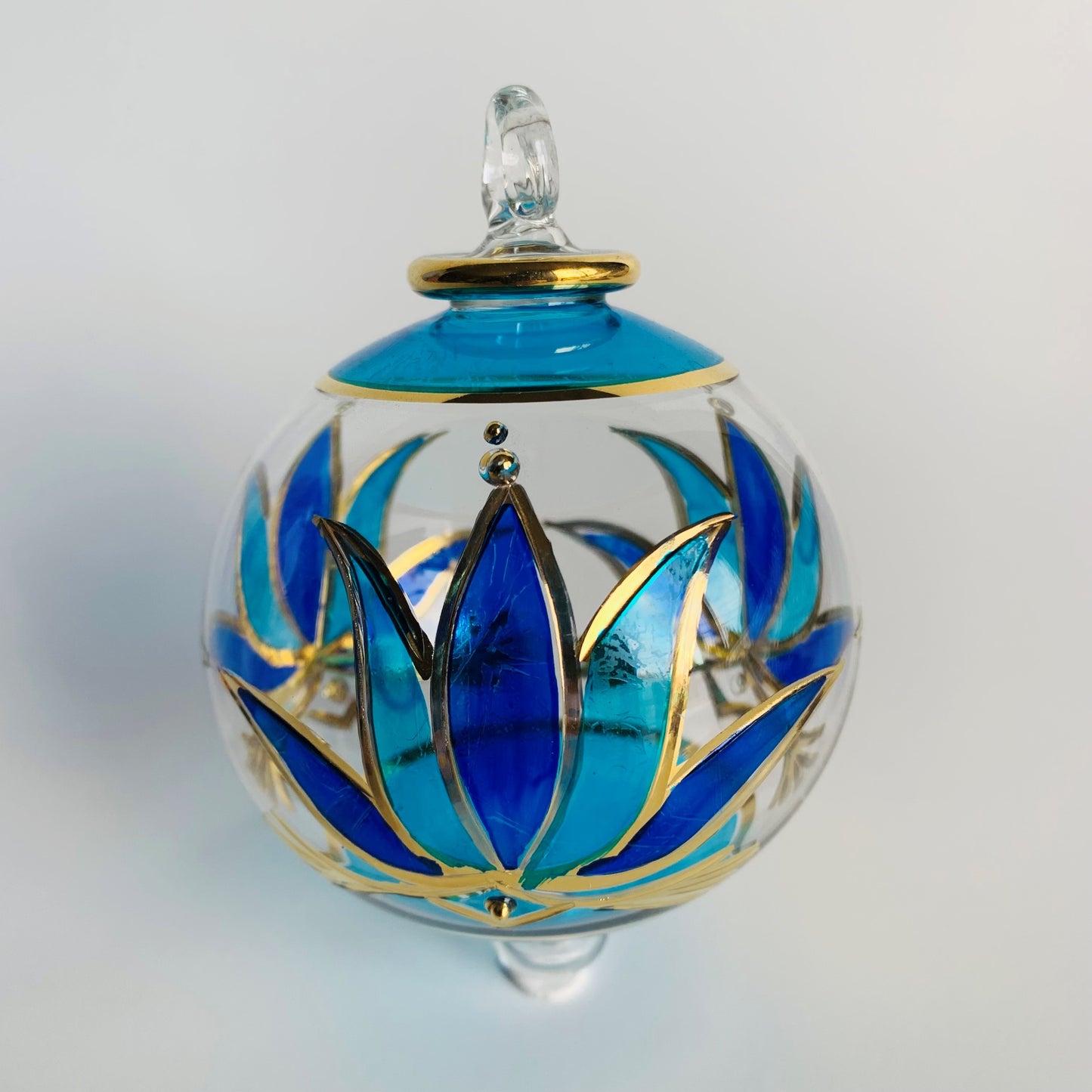 Blown Glass Ornament - Blue Lotus