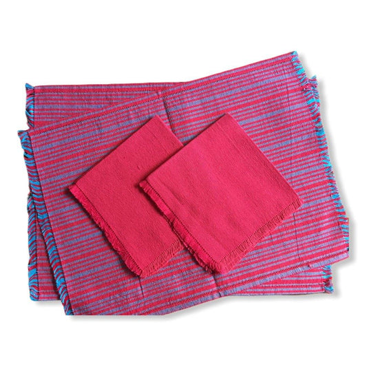 Handwoven Placemats & Napkins - Red & Blue