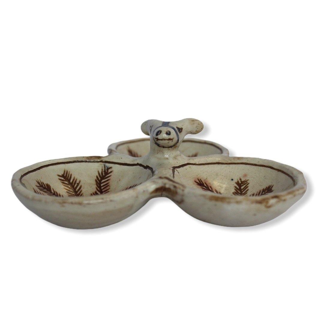 Pottery Appetizer Plate - 3 sections