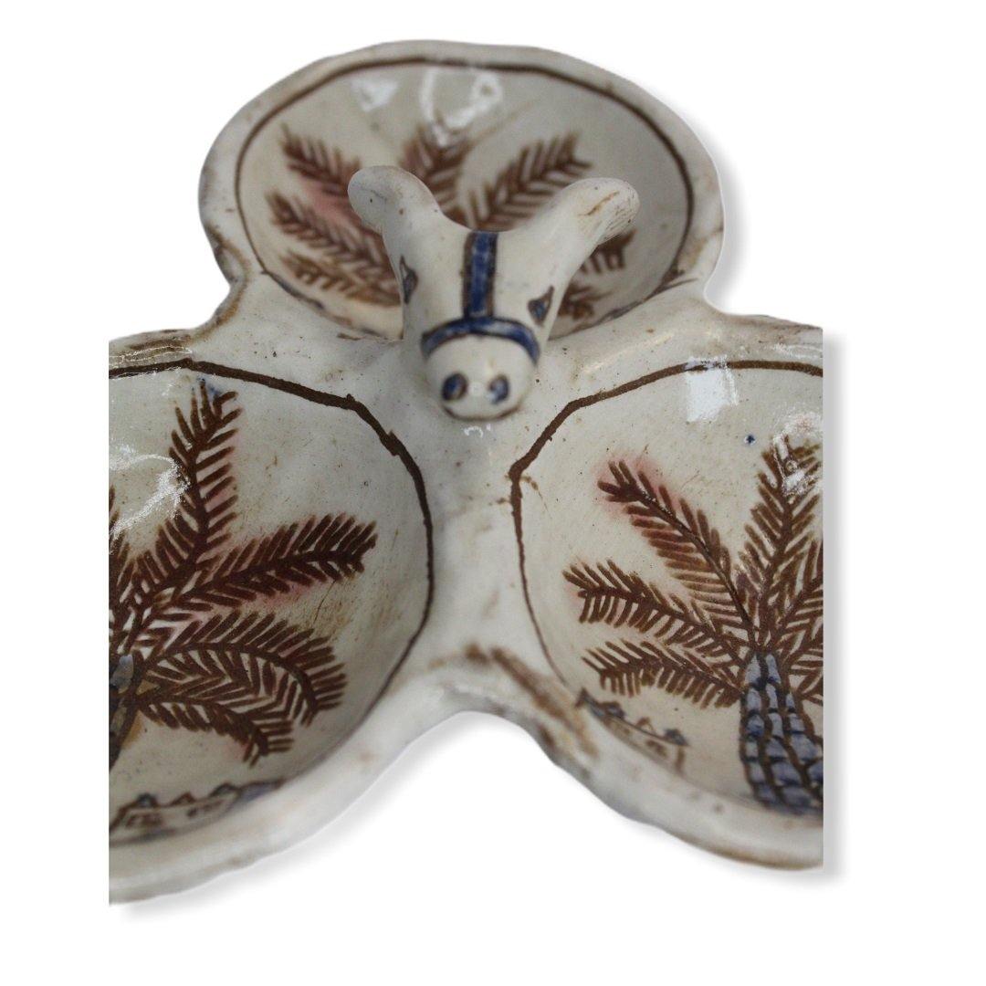 Pottery Appetizer Plate - 3 sections