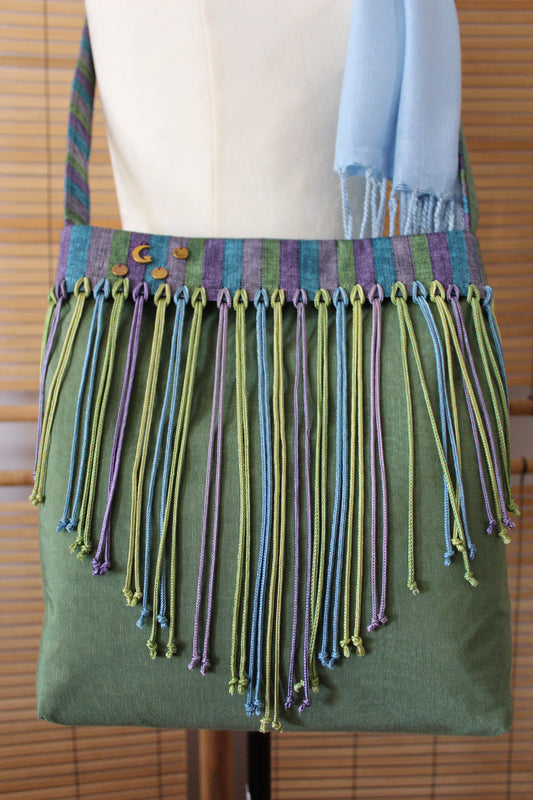 Shahrzad Handcrafted Moiré Shoulder Bag - Green