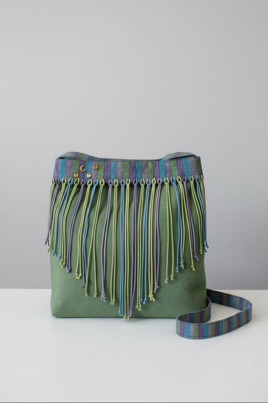 Shahrzad Handcrafted Moiré Shoulder Bag - Green