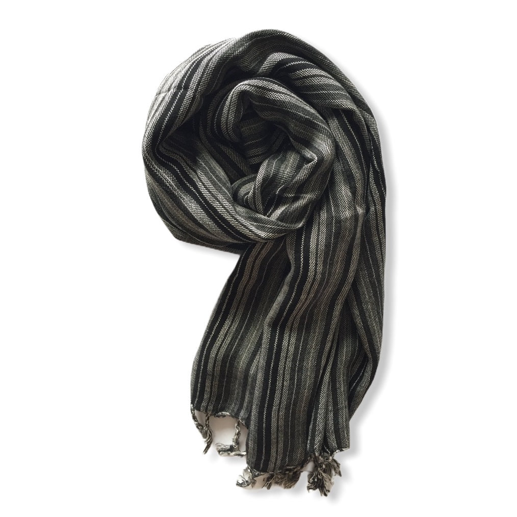 Small Striped Handwoven Scarf - Neutrals