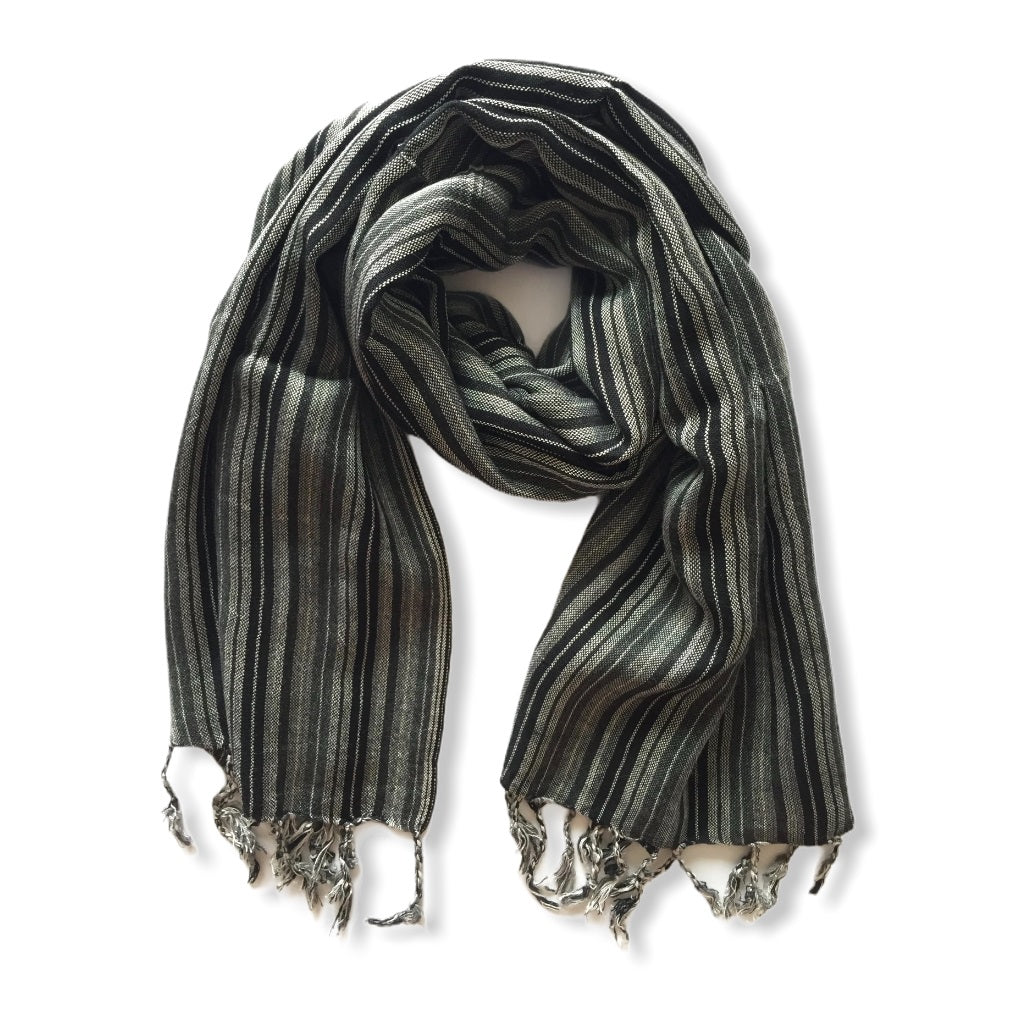 Small Striped Handwoven Scarf - Neutrals