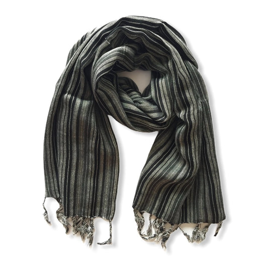 Small Striped Handwoven Scarf - Neutrals
