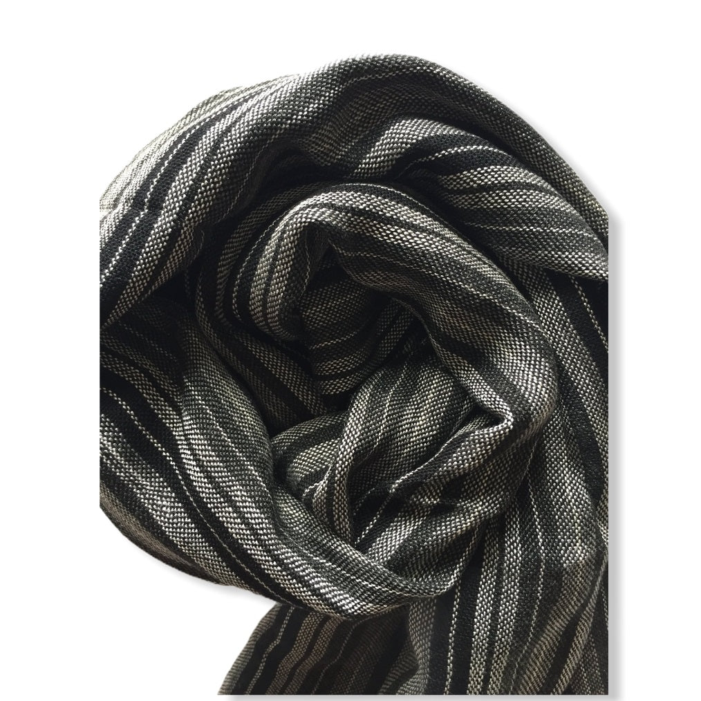 Small Striped Handwoven Scarf - Neutrals