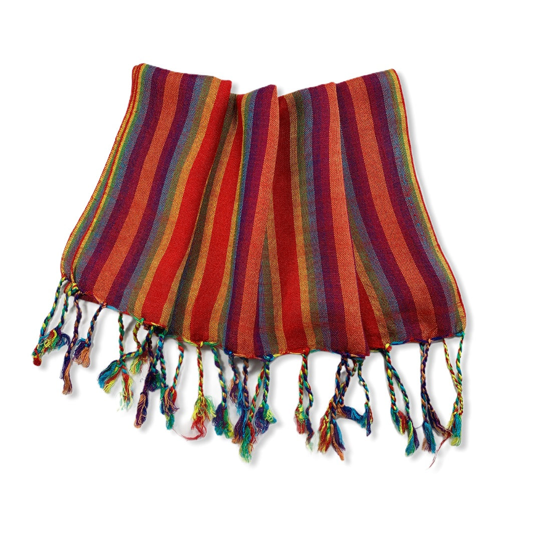 Small Striped Handwoven Scarf - Brights