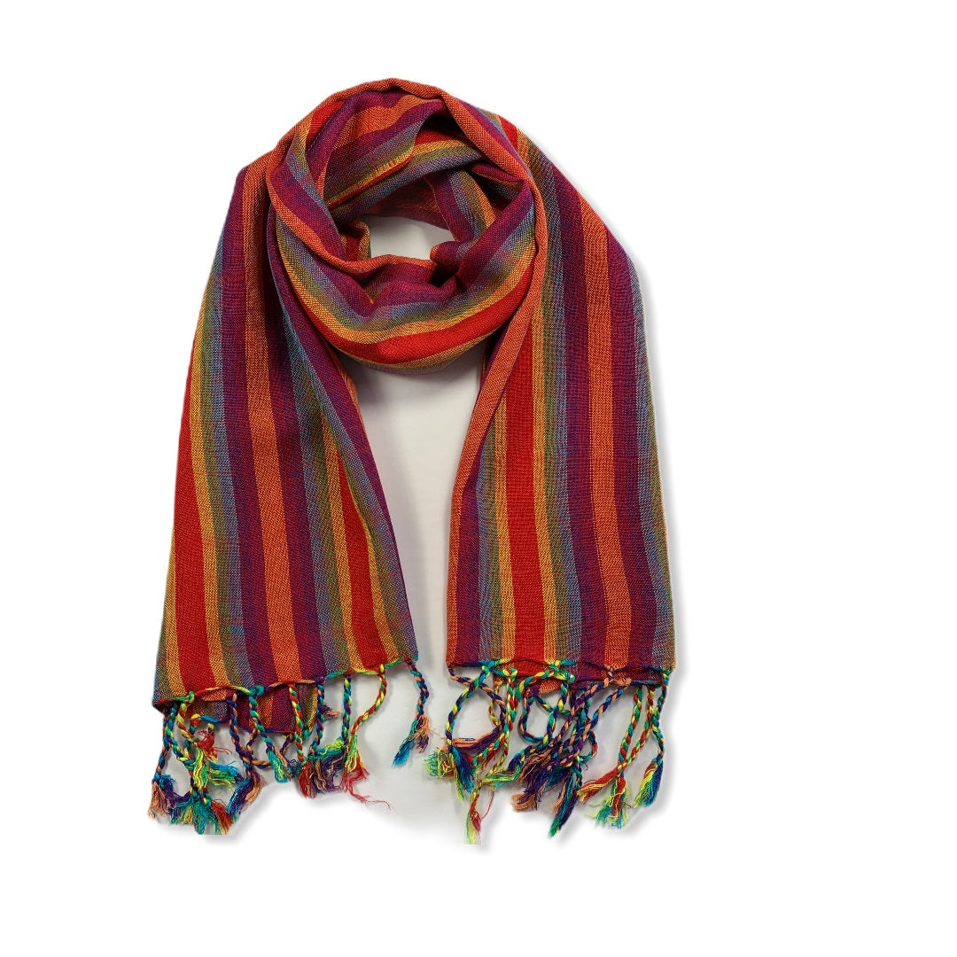 Small Striped Handwoven Scarf - Brights