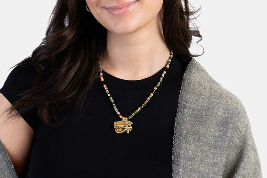 Ancient Egyptian Necklace with Horus Eye Amulet