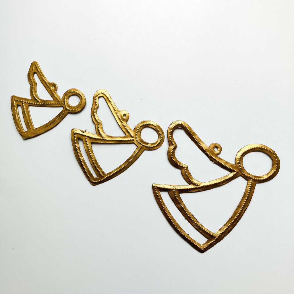 Decorative eco-friendly upcycled metal angel ornaments 