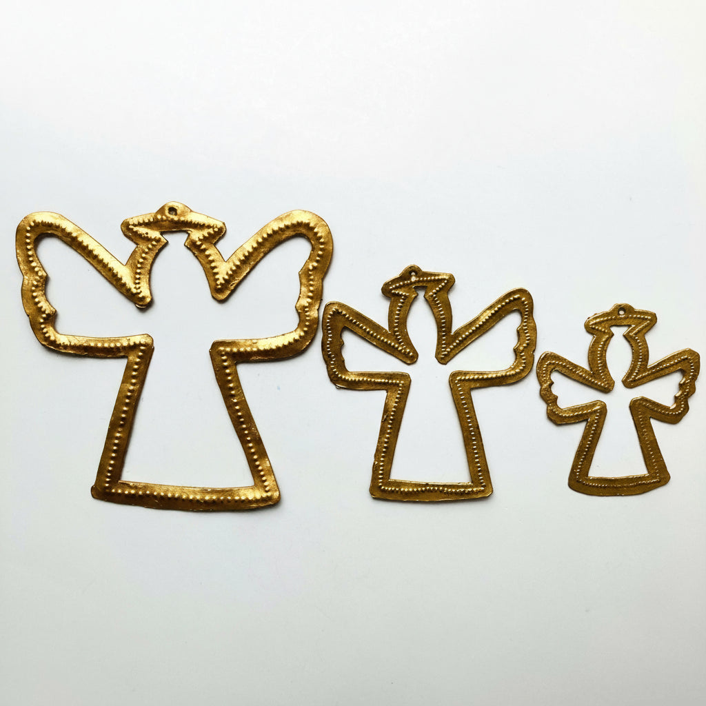Decorative eco-friendly upcycled metal angel ornaments 