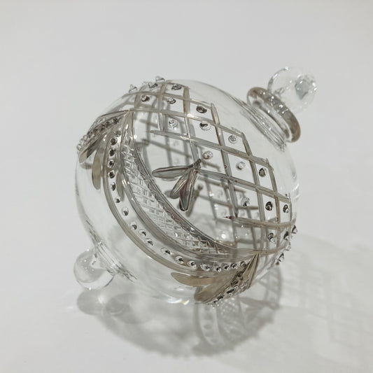 Blown Glass Ornament - Baroque Garland Silver