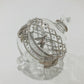 Decorative handblown glass bauble ornament with hand etchings and silver embellishments 