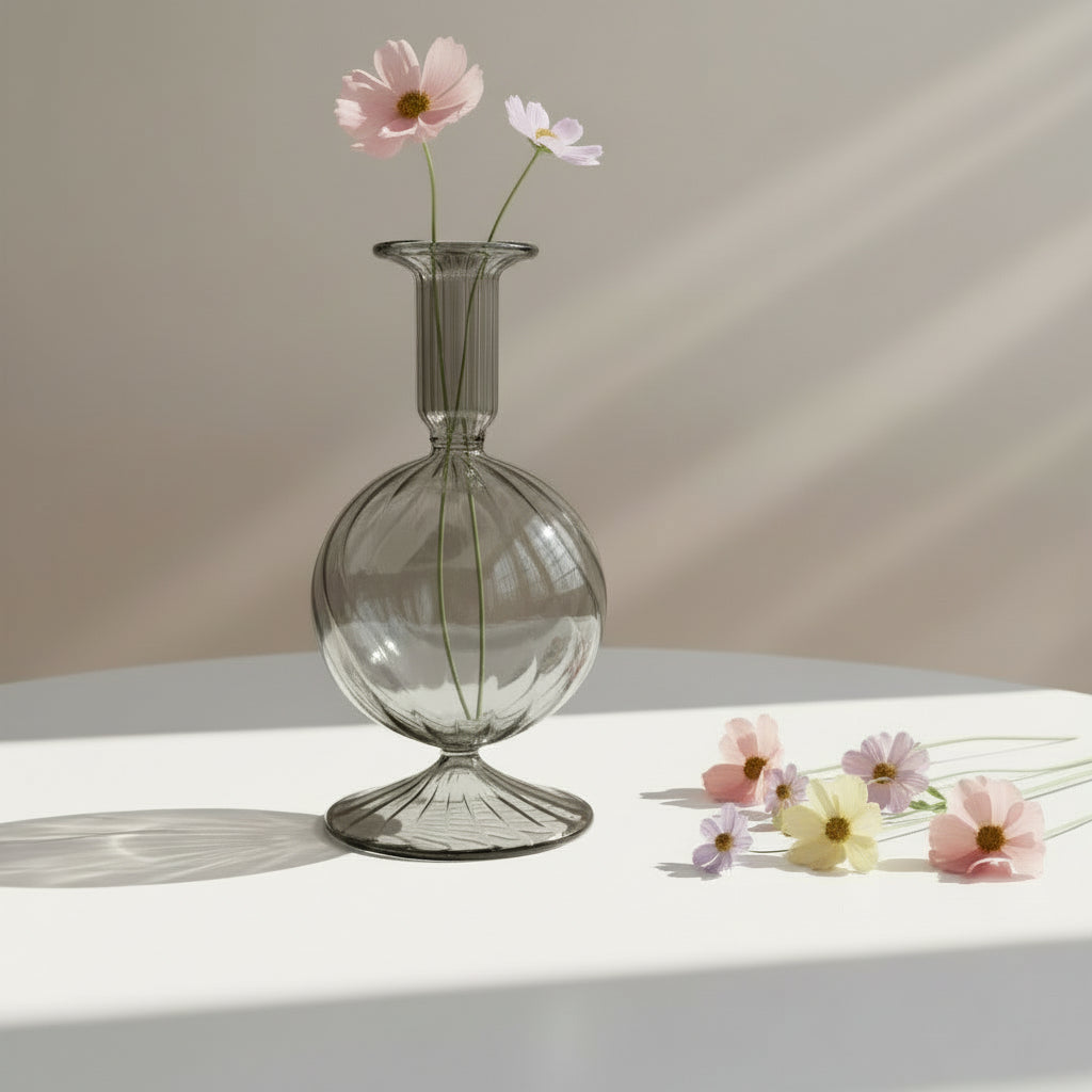 Fair Trade Hand-Blown Glass Vase - Bauble Smoky, Ethically Handmade