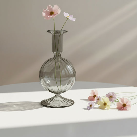 Fair Trade Hand-Blown Glass Vase - Bauble Smoky, Ethically Handmade