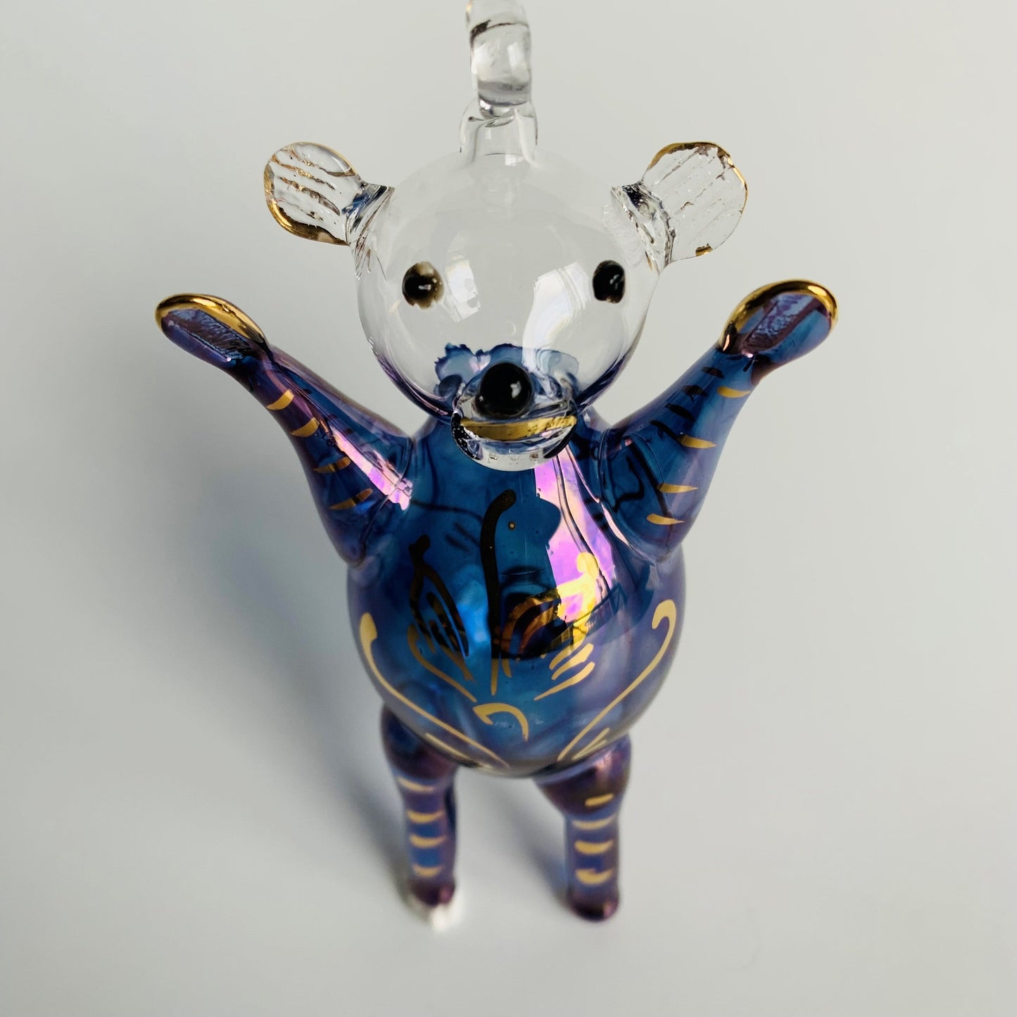 Blown Glass Ornament - Magic Bear: Blue