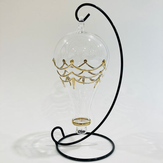 Blown Glass Ornament - Hot Air Balloon with Gold Drapes
