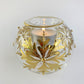 Blown Glass Candle Holder - Gold Snow Flake