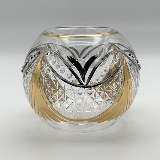 Blown Glass Candle Holder - Gold & Silver Garland