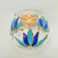 Blown Glass Candle Holder - Lotus Blue & Turquoise