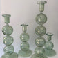 Long Stem Blown Glass Candle Holder With Baubles - Green