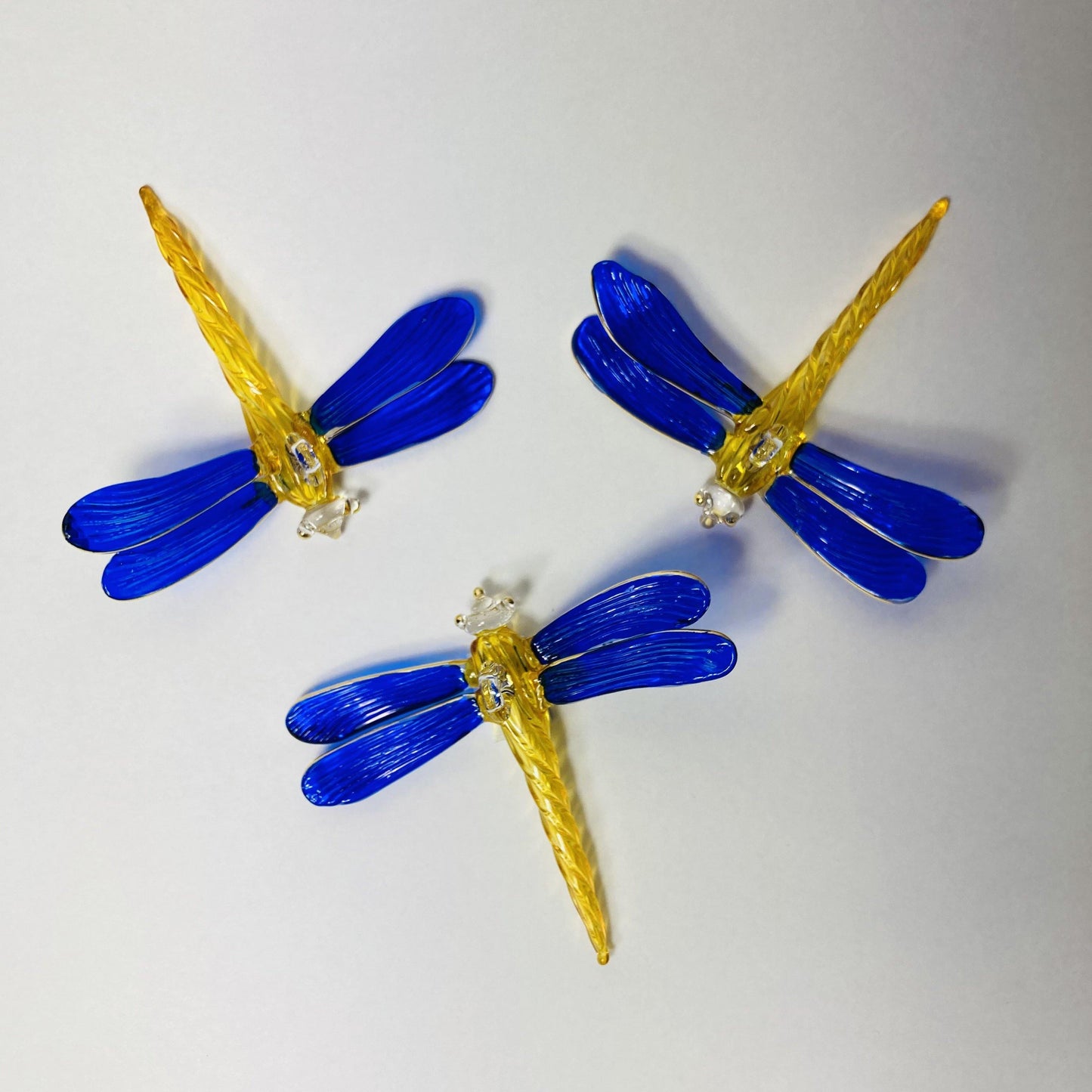 Blown Glass Ornament - Dragonfly Blue & Yellow