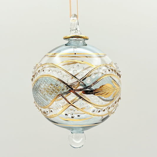 Blown Glass Ornament - Garland Teal