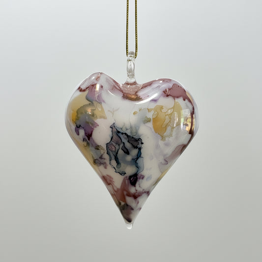 Blown Glass Ornament - Heart: Multi / Fuchsia