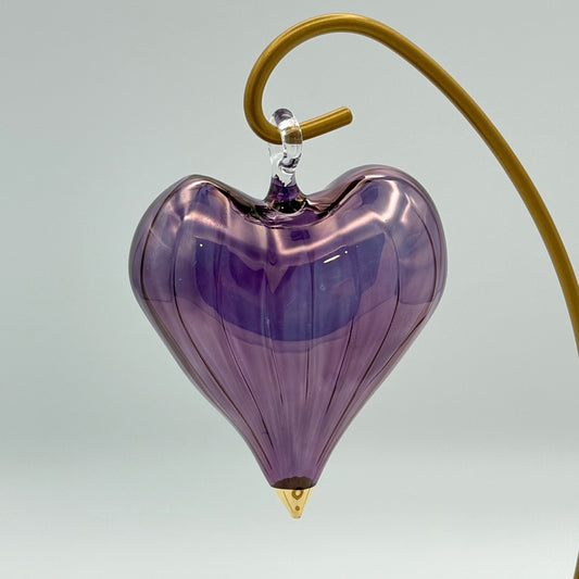 Blown Glass Ornament - Heart: Mauve