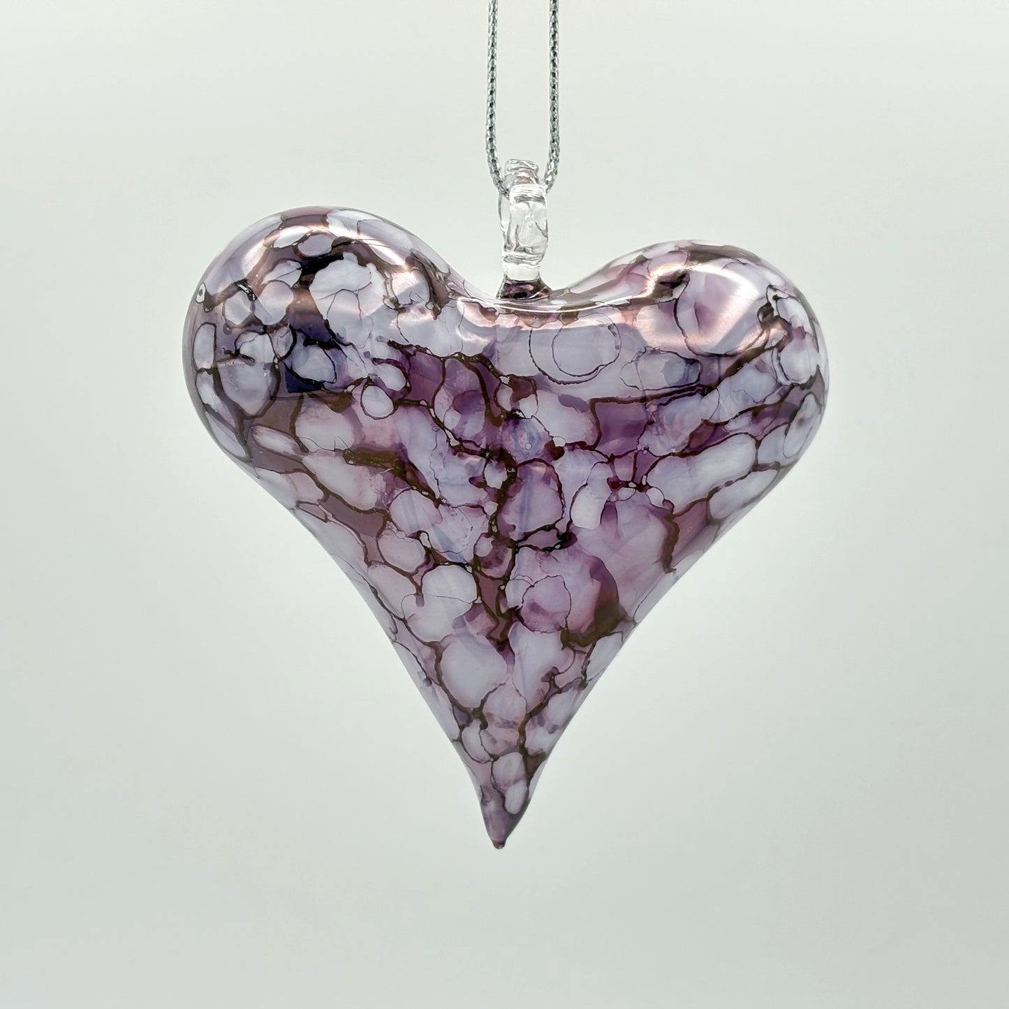 Blown Glass Ornament - Heart: Multi / Purple