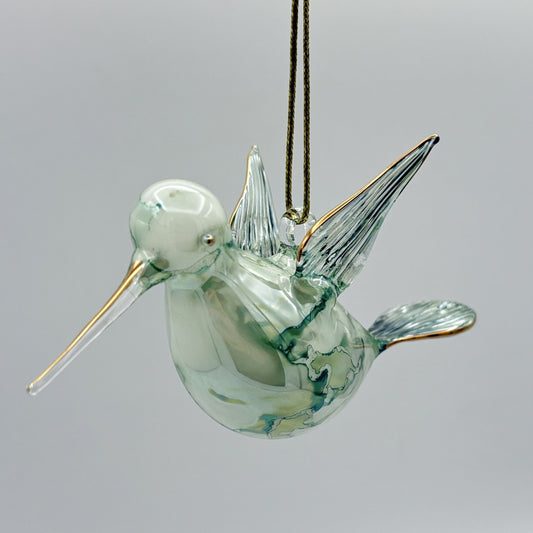 Fair Trade Blown Glass Ornament - Hummingbird Green