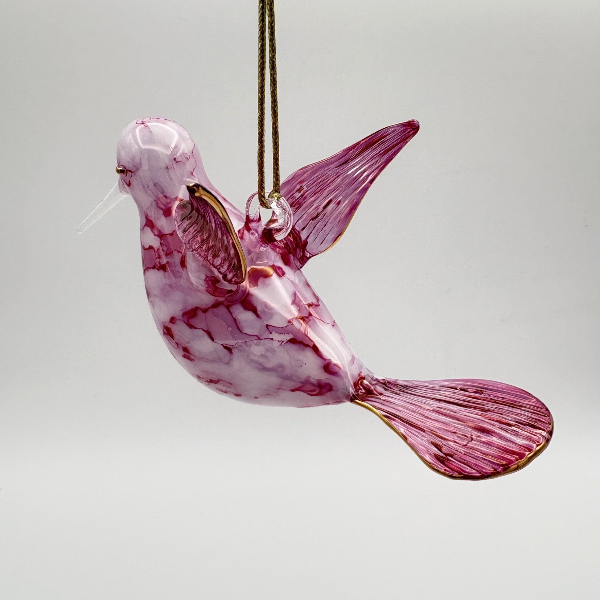 Blown Glass Ornament - Hummingbird Pink