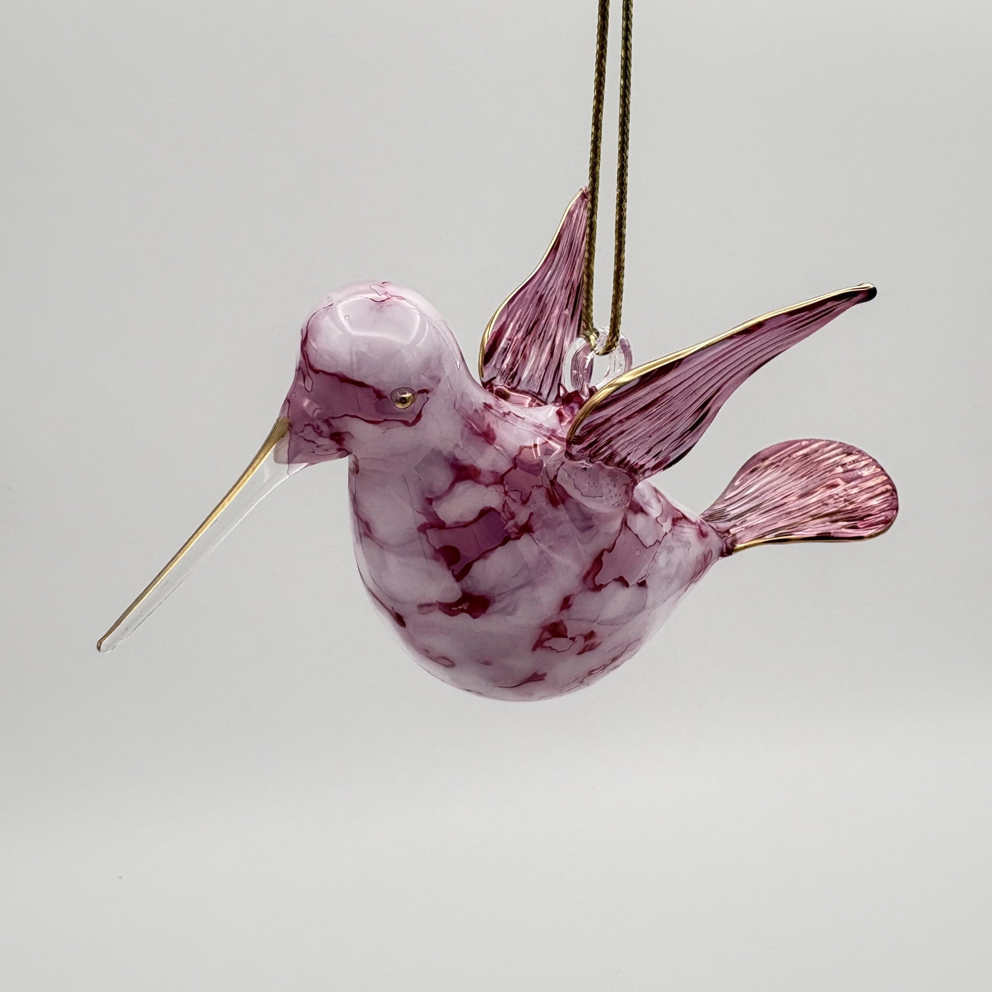 Blown Glass Ornament - Hummingbird Pink