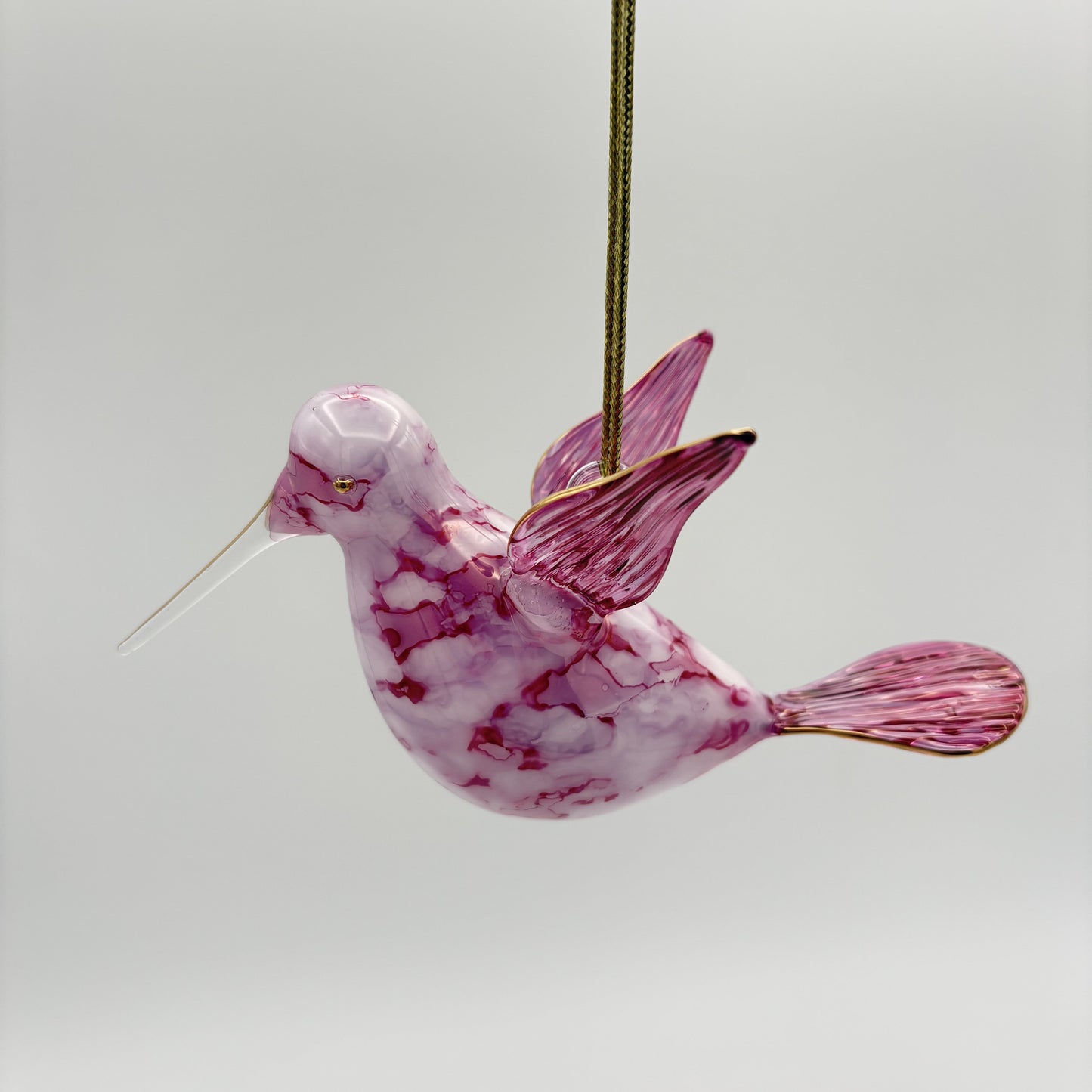 Blown Glass Ornament - Hummingbird Pink