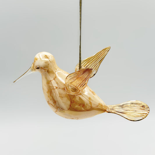 Ethically Made Blown Glass Ornament - Hummingbird Yellow