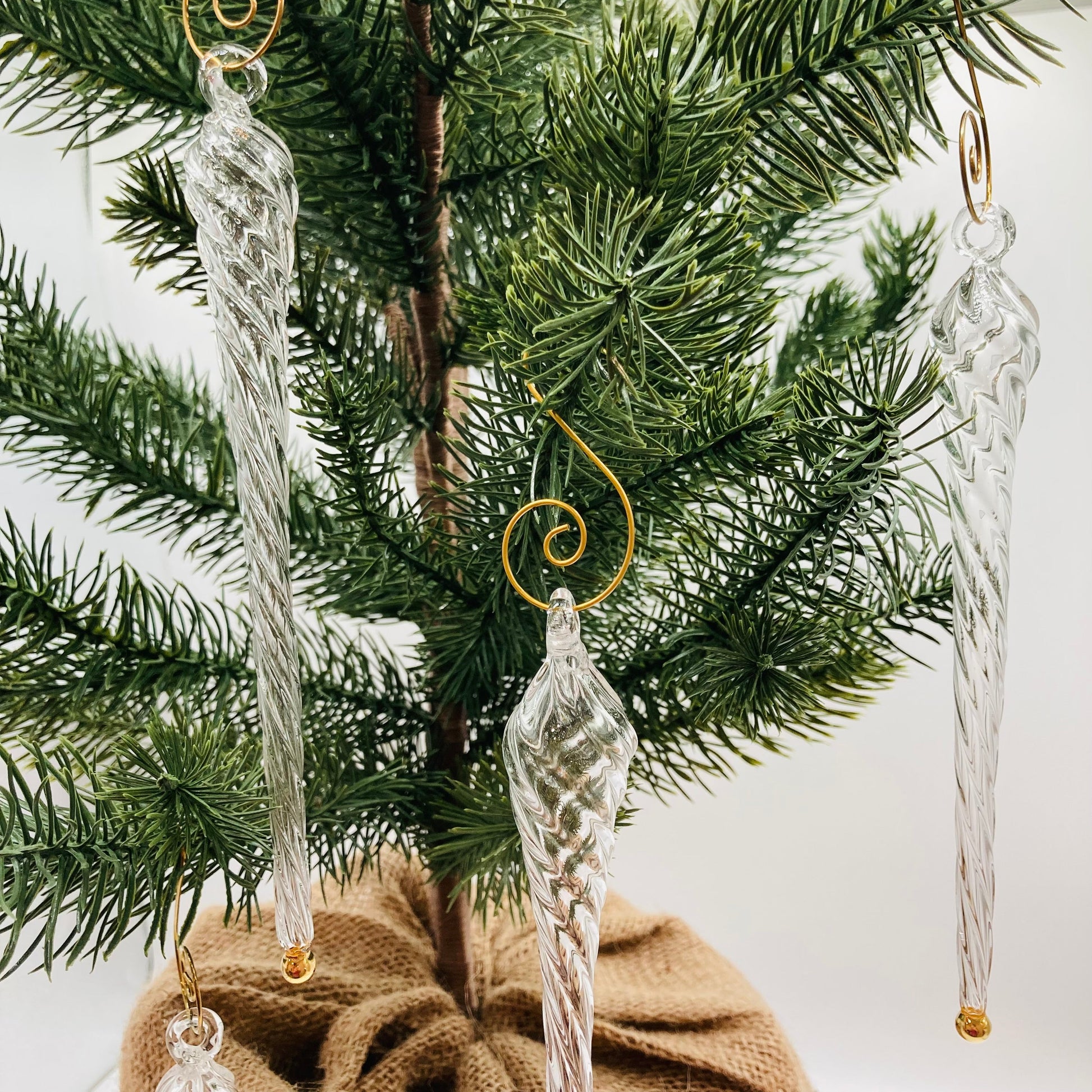 Blown Glass Icicle Ornament - Set of 2