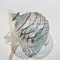 Handblown glass ornament with Art Decor Style Design, painted in gold and green