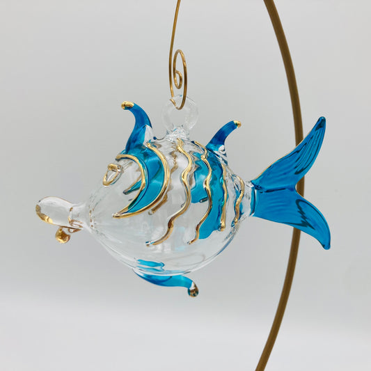 Blown Glass Ornament - Balloon Fish Turquoise