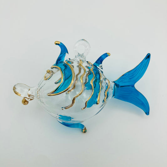 Blown Glass Ornament - Balloon Fish Turquoise