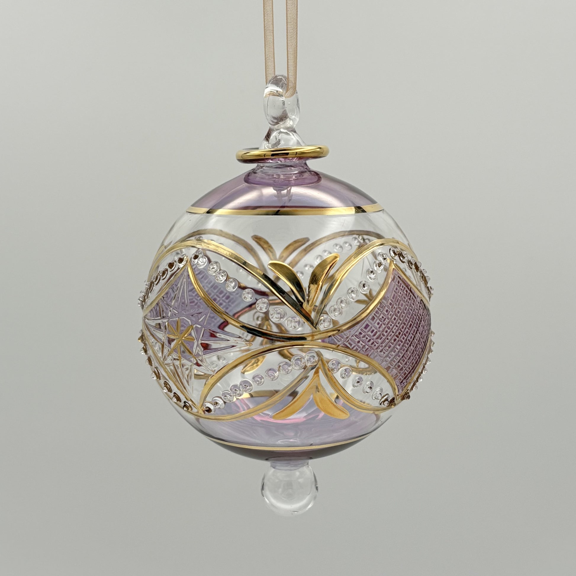 Blown Glass Ornament - Carousel Lavender