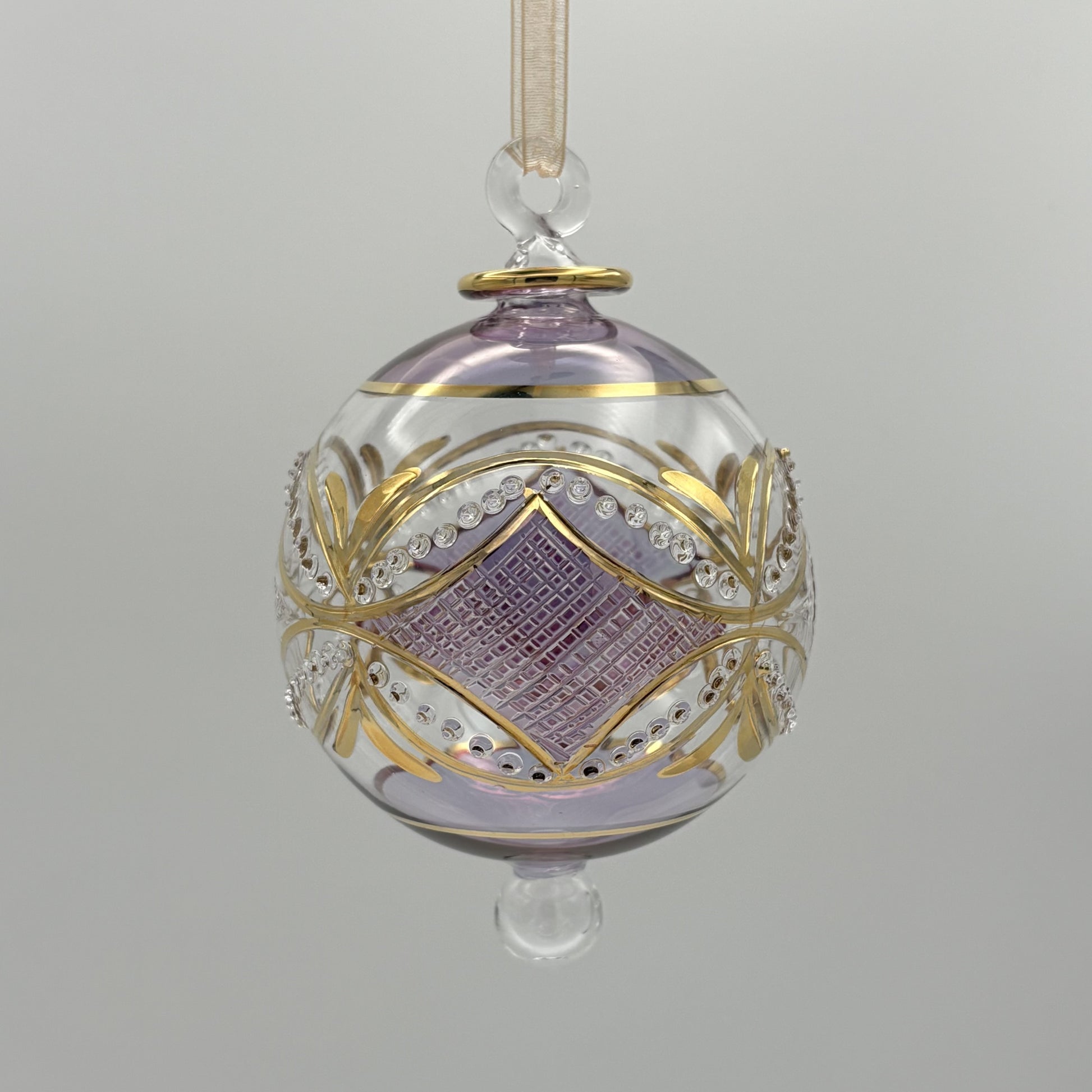 Blown Glass Ornament - Carousel Lavender